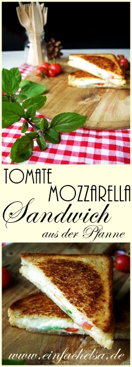 Tomate Mozzarella Sandwich aus der Pfanne - Toast in der Pfanne - schneller Snack Imbiss